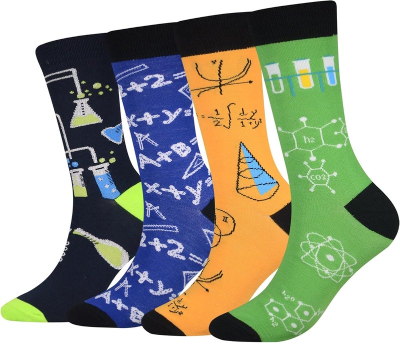 Cansok Men's 2/4 Packs Fun Crazy Novelty Dress Crew Socks - Image 1